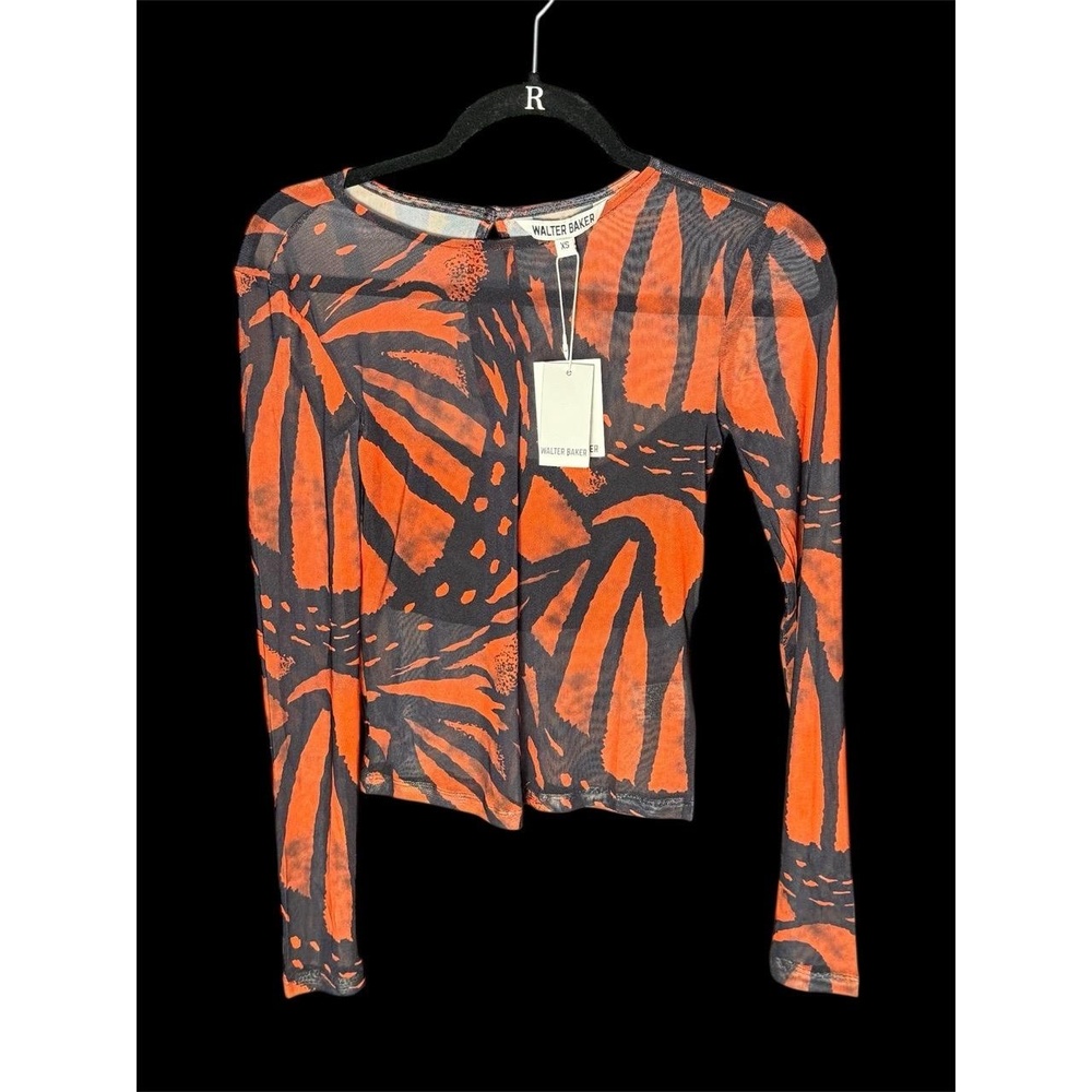 Walter Baker Barra Printed Long Sleeve Chiffon Top Sz XS NWT - Picture 4 of 10